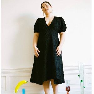 Wray black textured midi dress